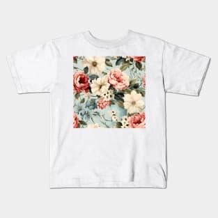 Shabby Chic Flowers Pattern 8 Kids T-Shirt